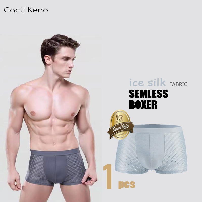 1pcs Ice mesh underwear for men adult Seamless mens boxer briefs Breathable  underwear for men ice silk underwear men plus size boxer briefs for men  original5XL 6XL 7XL 8XL