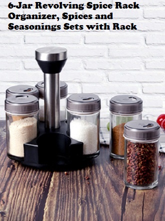 6 Jar Revolving Spice Rack Organizer Spices And Seasonings Sets With Rack  Countertop Seasoning Organizer Spice Pots Storage Container Cruet With  Cover