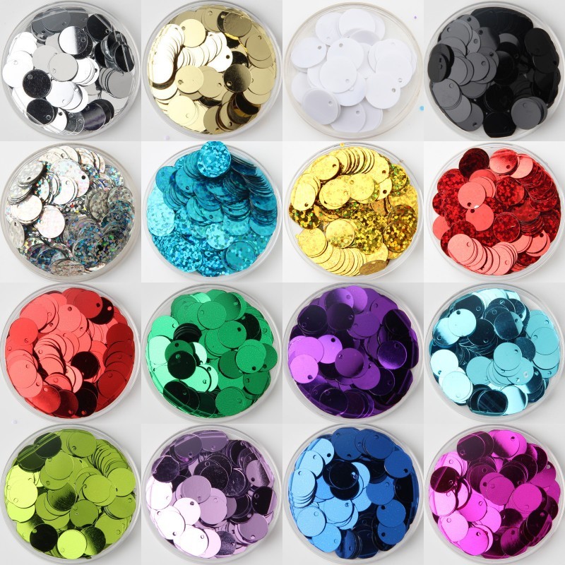 200pcs 20mm Large Sequins 1 Hole PVC Flat Round Loose Sequin Paillettes for  Sewing Craft Decorations 
