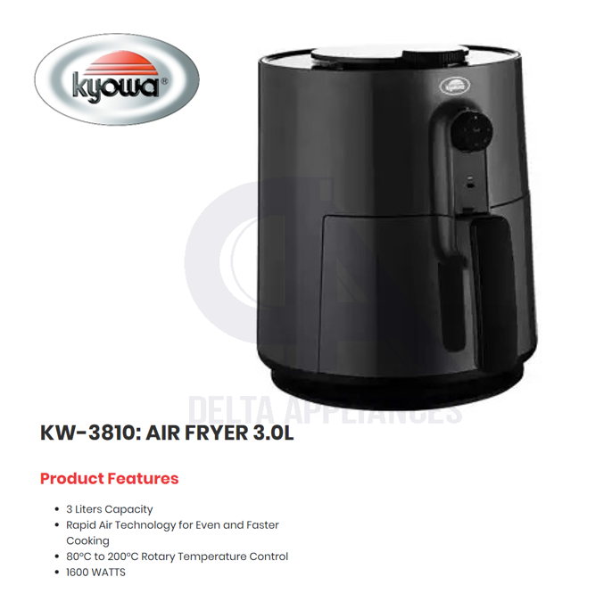 Kyowa KW3810 Air Fryer 3.0L (Black) Lazada PH