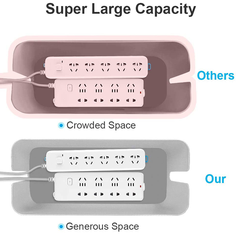 Cable Management Box, ABS Cable Organizer Cord Hider Box, Computer Power Lines, Route Cables, Under Desk Power Strip