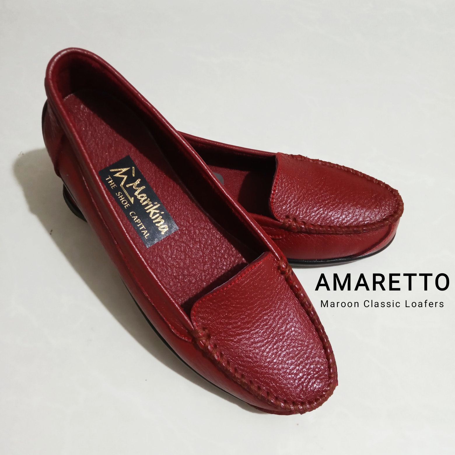 Marikina Made Genuine Leather MAROON Loafers for Women/Topsiders