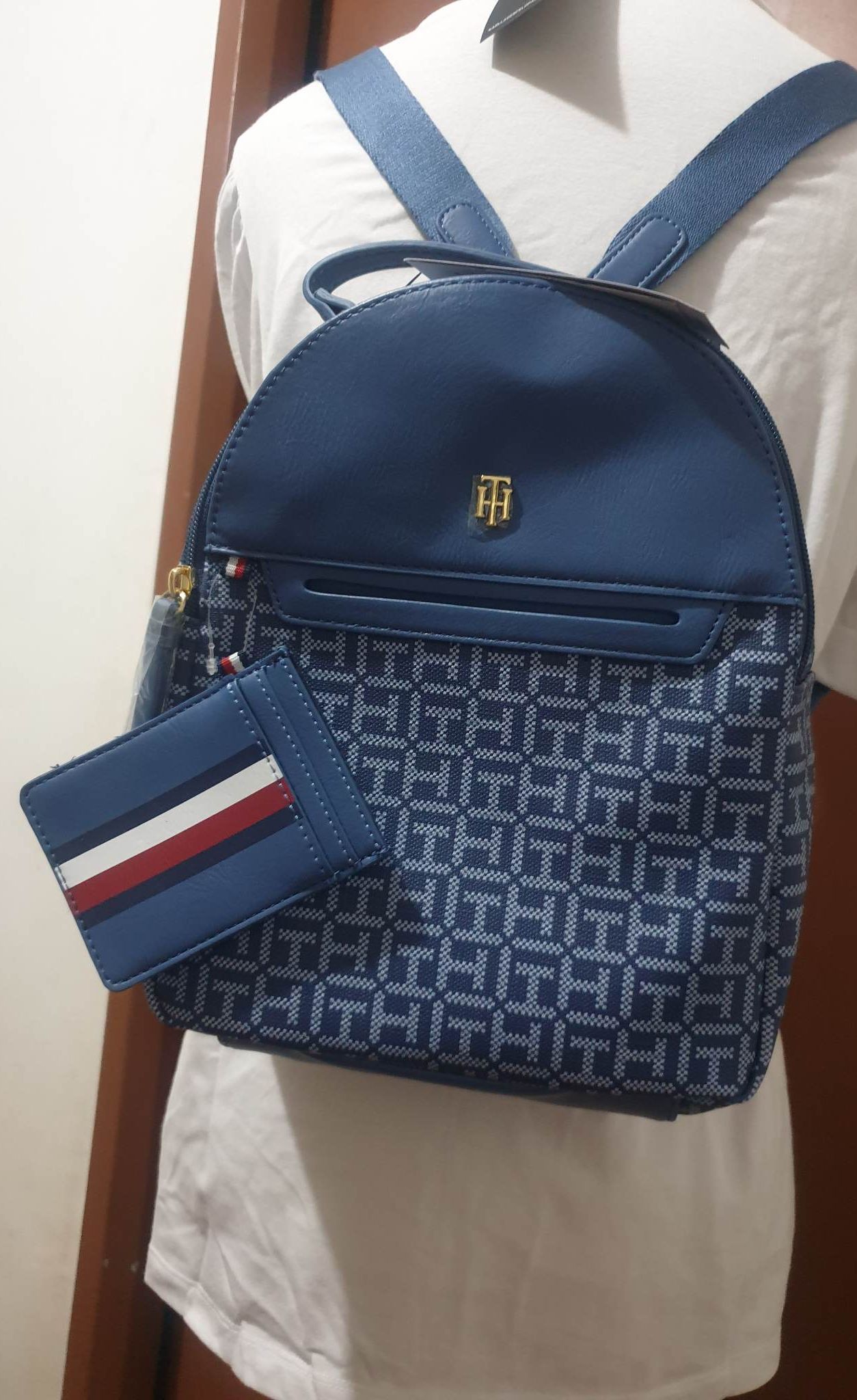 HILFIGER Small Backpack Blue Monogram With Card Case From USA Lazada PH