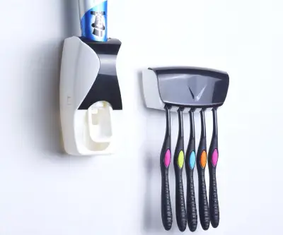 CHAINSTORE Toothpaste Dispenser Automatic Squeezer and Holder Device (Black)
