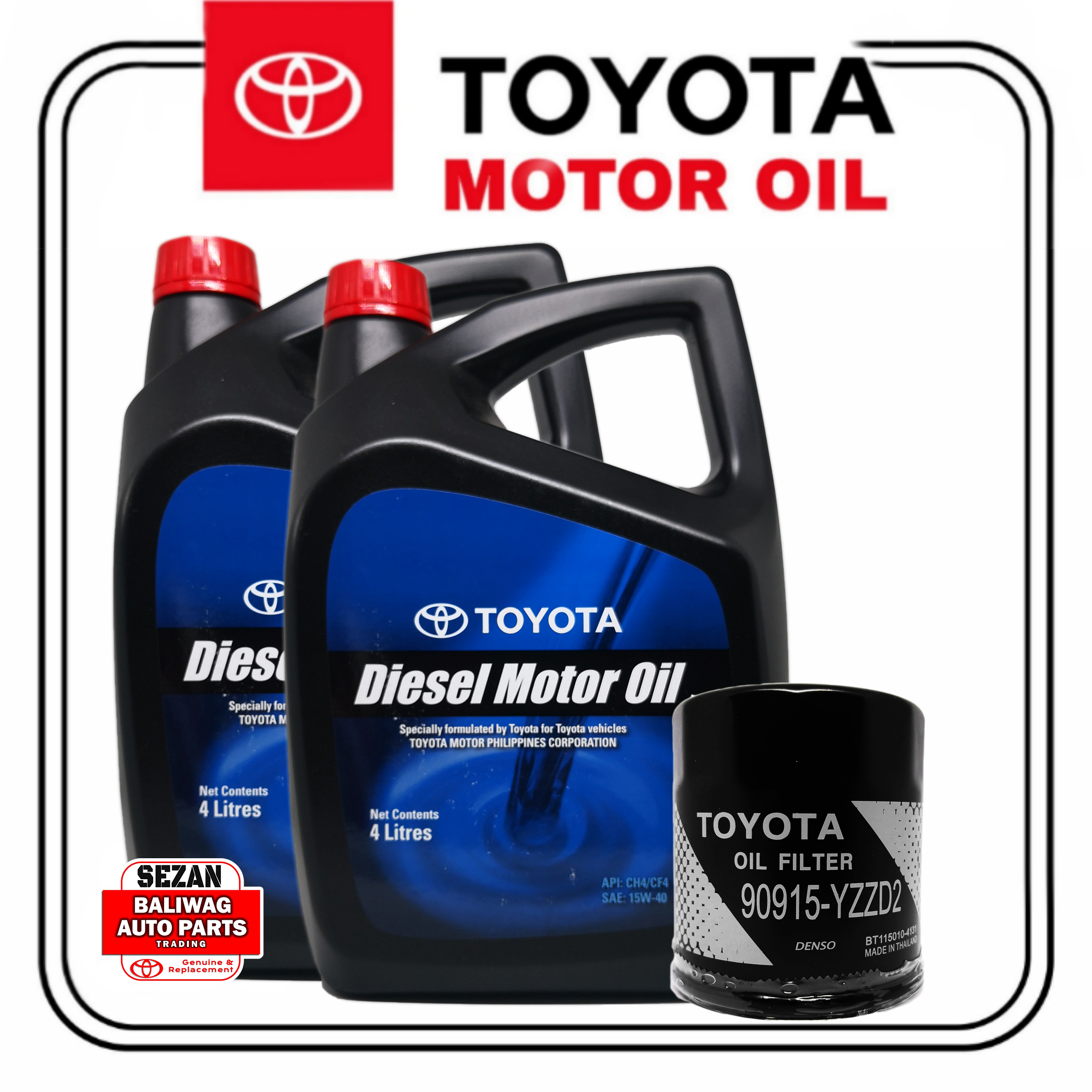 15W-40 DIESEL 8 LITERS ORIGINAL TOYOTA MOTOR OIL WITH OIL FILTER 08880 ...