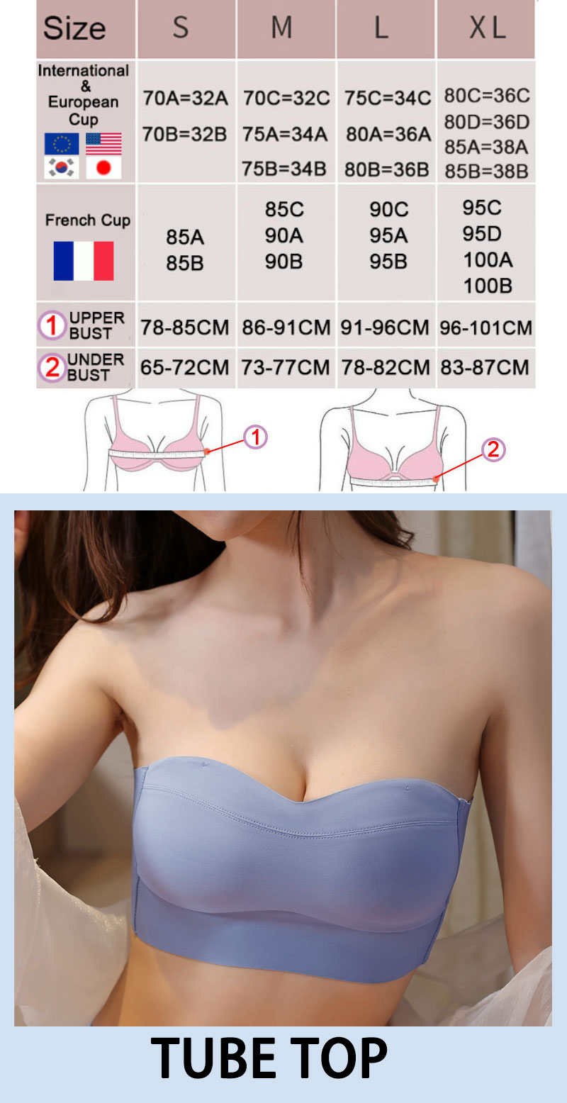 Bandeau Bra Strapless Brassiere Invisible Bra Seamless Push Up