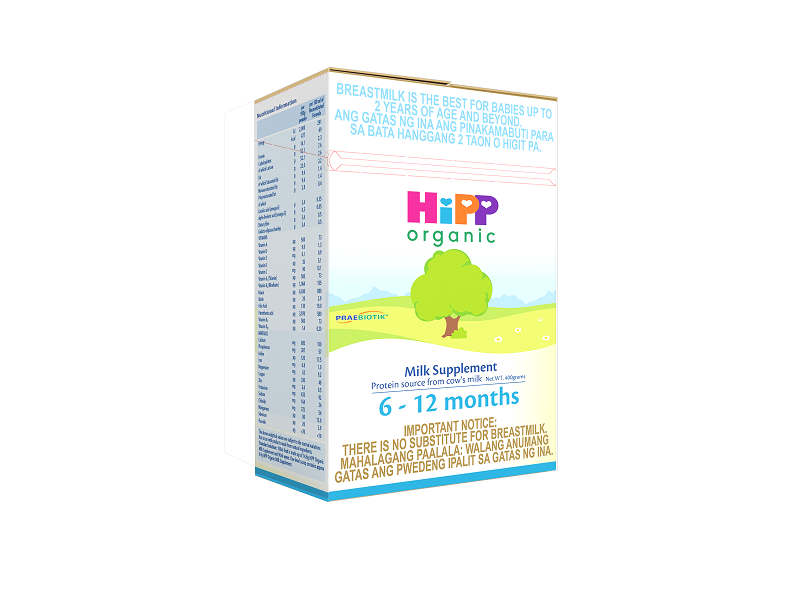 Hipp Milk Months HiPP Organic Milk Supplement 6-12mos 400g 6-12