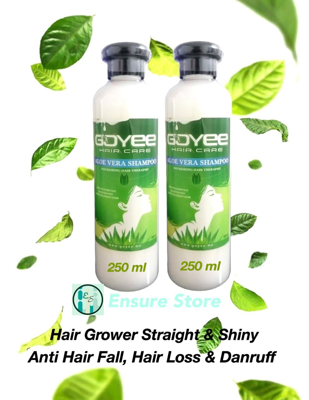 2 Bottles GOYEE HAIR CARE Aloe Vera SHAMPOO Hair Therapy Anti Frizz