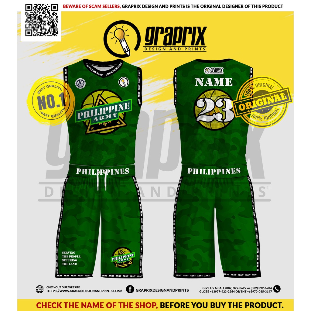 Basketball Jersey Army Philippine Army Basketball Jersey and Shorts with Pocket and Lining Full