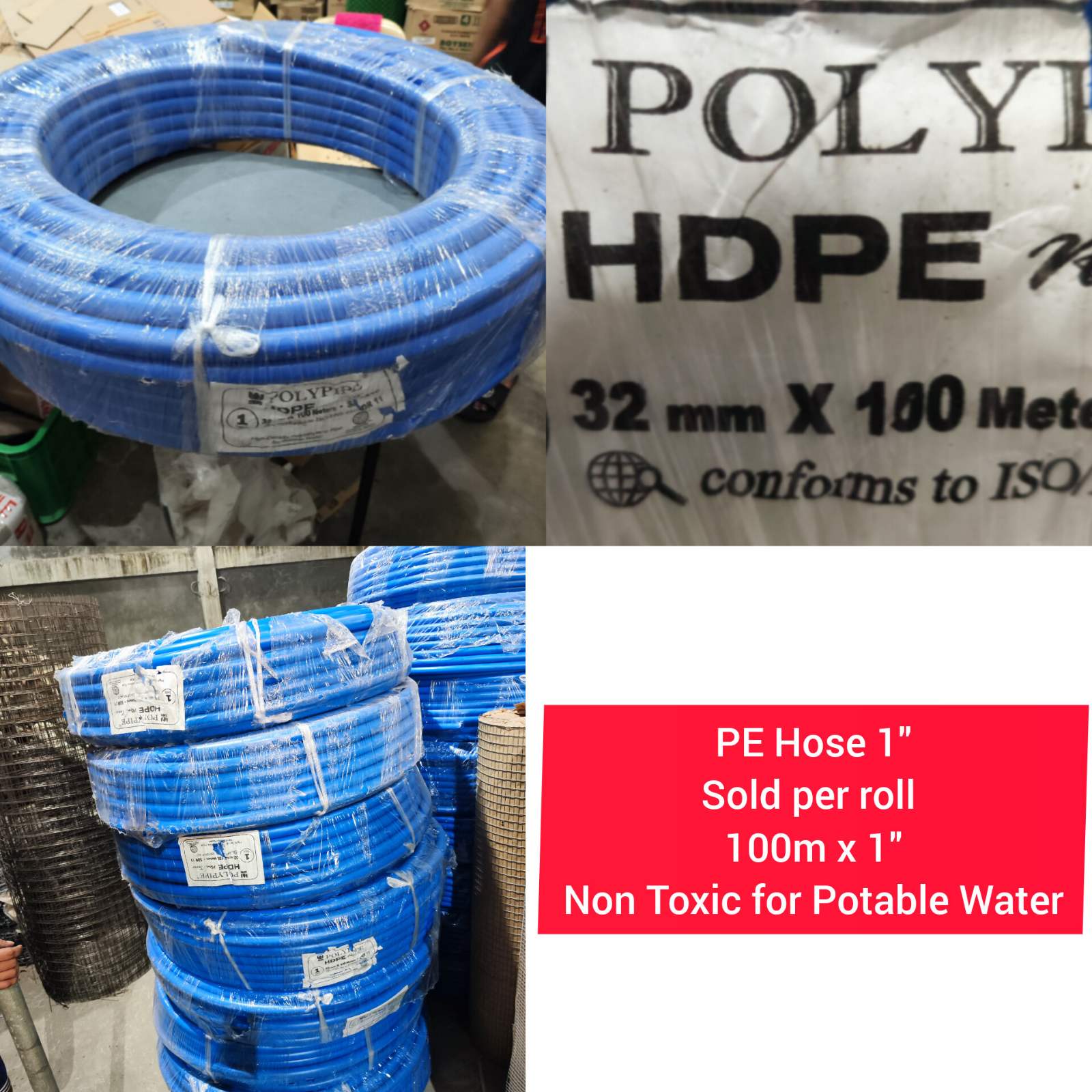 Hose HDPE Pipes Heavy Duty Poly Pipe Sold per roll 100 meters x 1 inch
