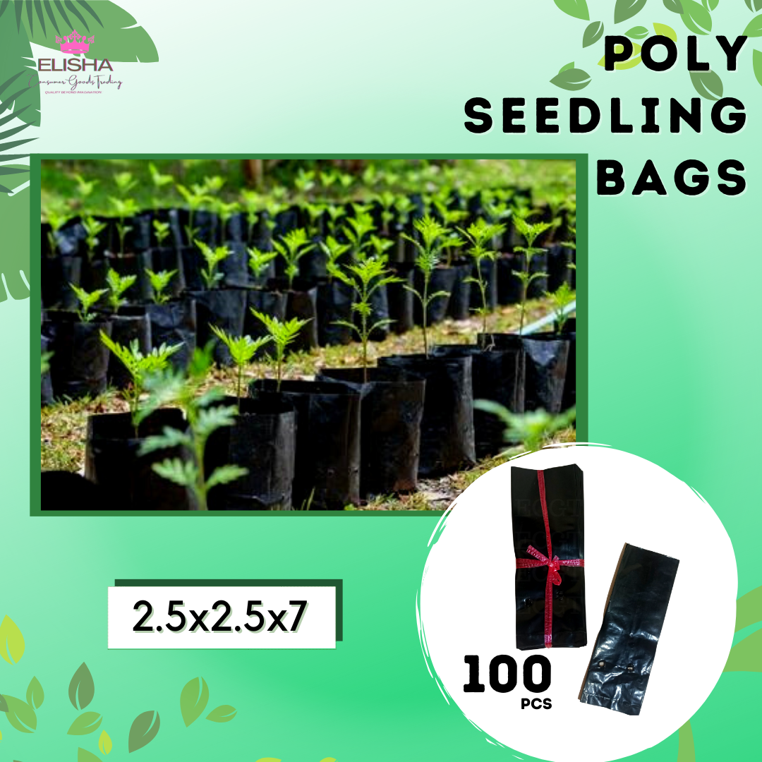 100PCS PER PACK BLACK PLASTIC SEEDLING BAG 2.5x 2.5x5, 2.5x 2.5x6, and