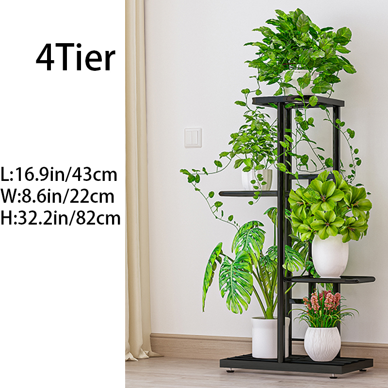 Plardin 3/4/5/6/8 Tiers Plant Stand Metal Flower Pot Rack Outdoor Plant
