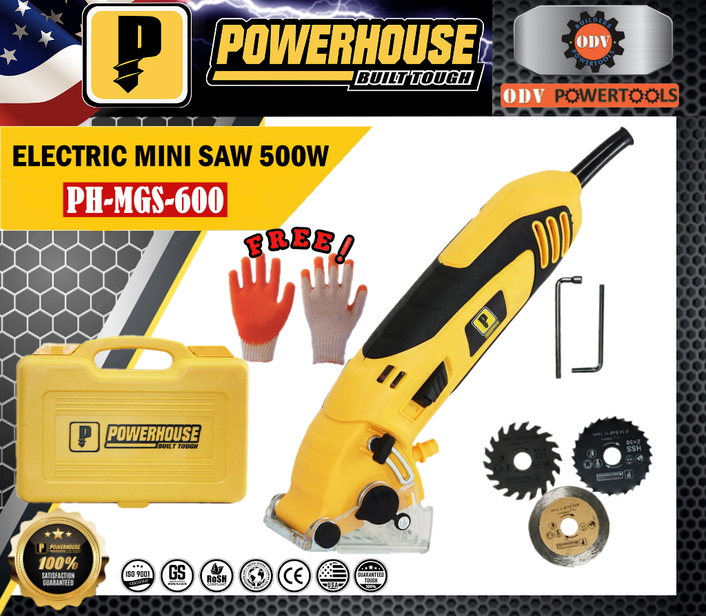POWERHOUSE USA Electric Mini Saw with Case 500W PHMGS600 ODV