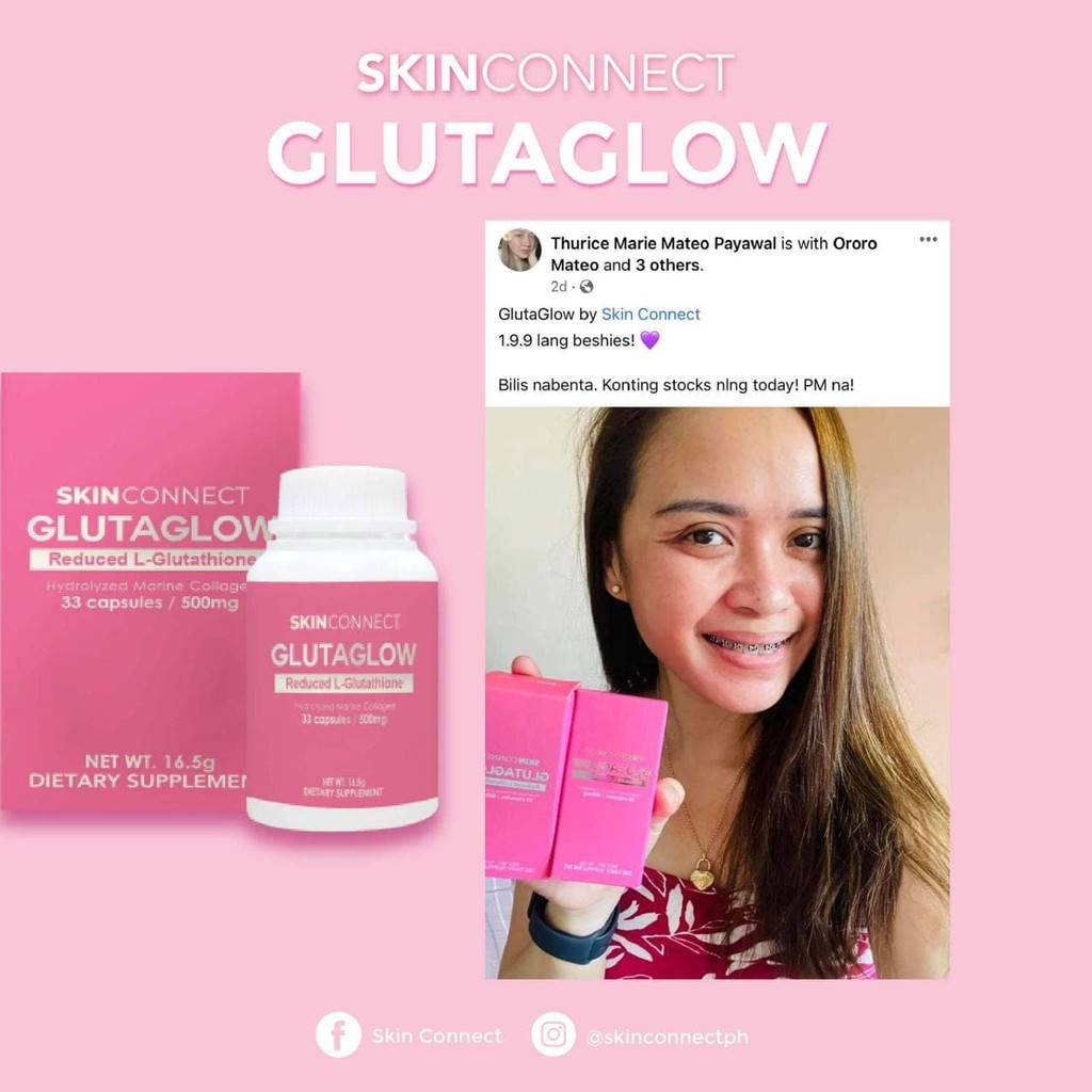 Skin Connect Gluta Glow 33 Capsules (Glutathione Collagen Vitamin C ...