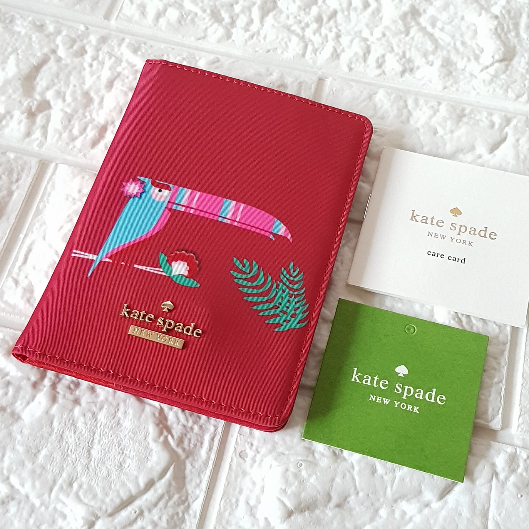 Kate Spade Classic Nylon Bifold Passport Holder Lyla Red Parrot