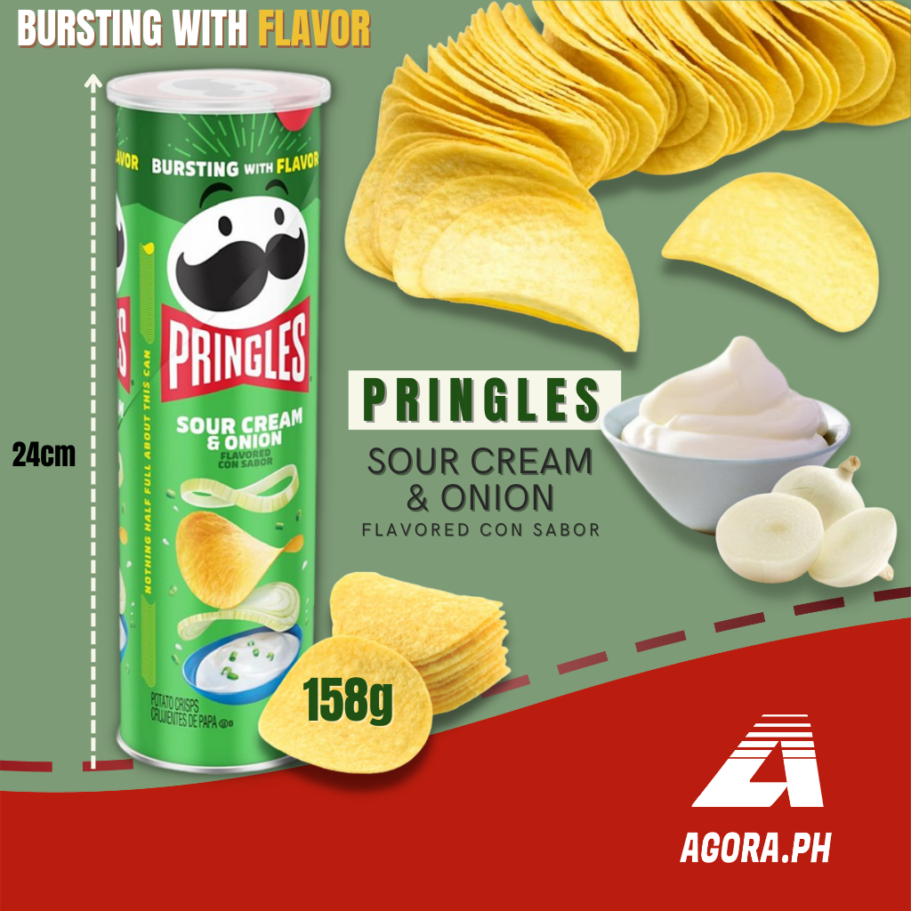 Pringles Chips Sour Cream & Onion 158g, Original 149g, Cheddar Cheese