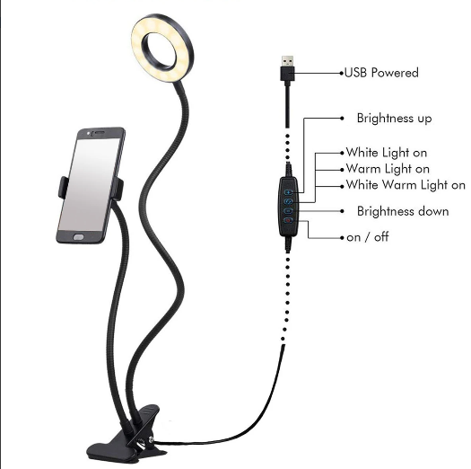 MNL Trendz Clip Ring Light with Flexible Mobile Phone Holder / 2in1