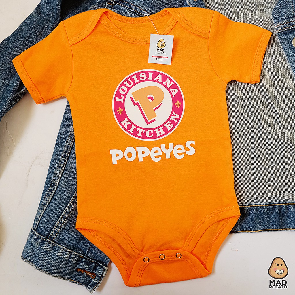 MAD POTATO Food Themed POPEYES Milestone Monthsary Baby Onesie Romper ...