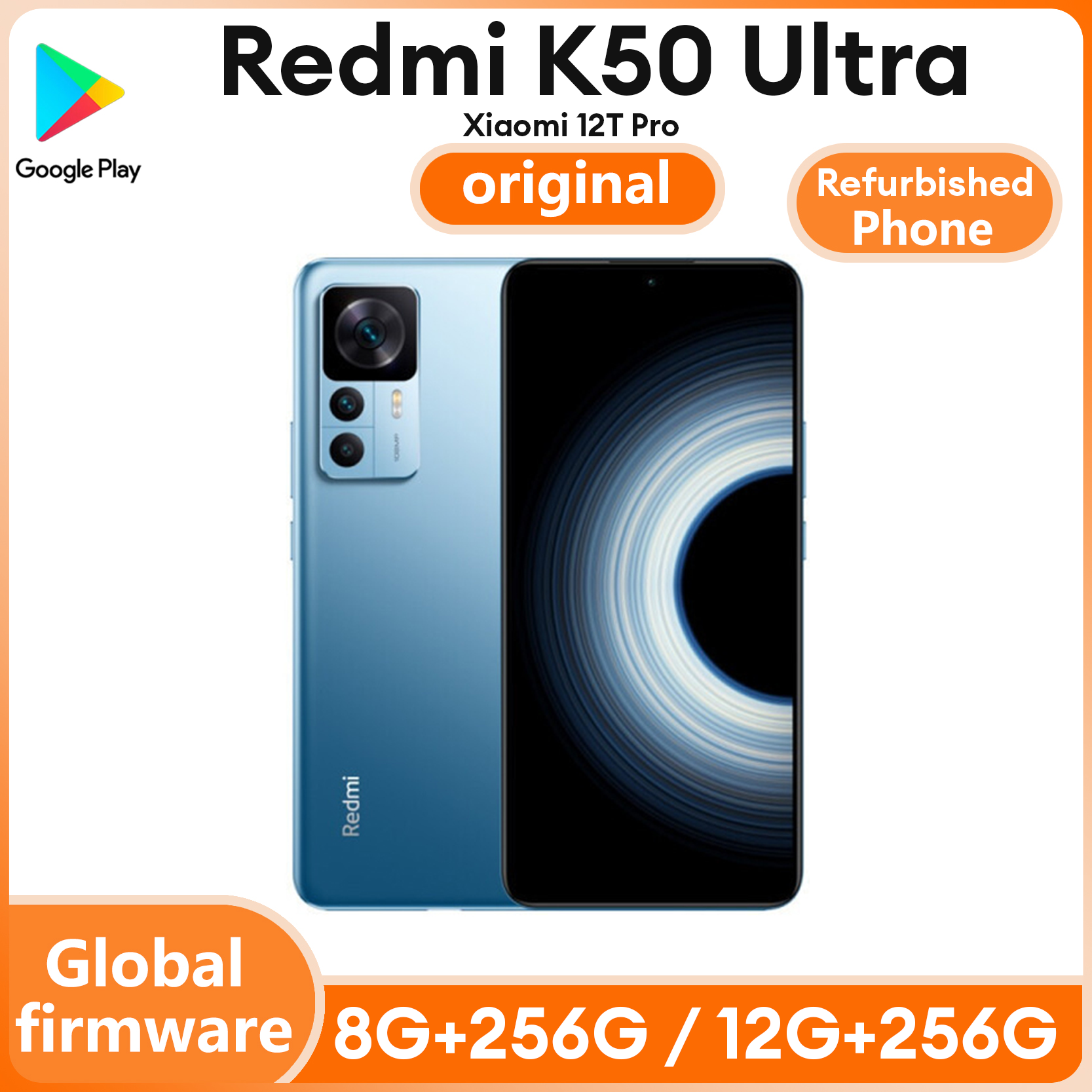 Used Phone Global ROM Xiaomi Redmi K50 Ultra 5G Mobile Phone 256GB 