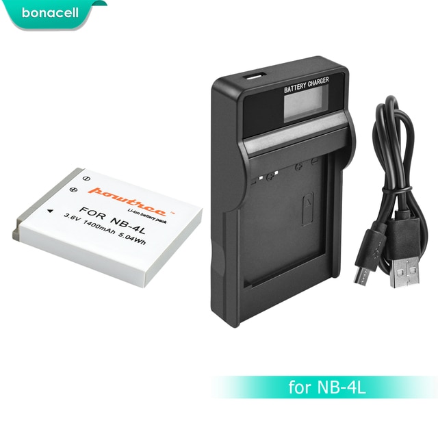 Zzooi bonacell 1400mah nb-4l nb4l nb 4l battery bateria+lcd charger for canon ixus 30 40 50 55 60 65 80 100 powershot sd1000 1100 l10