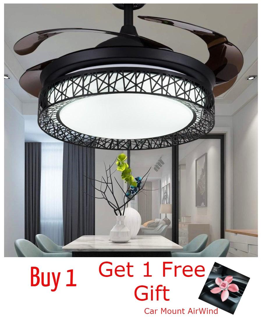 36inch Modern Invisible Fan Lights Acrylic Leaf Led Ceiling Fans 110v 220v Wireless Control Ceiling Fan Light