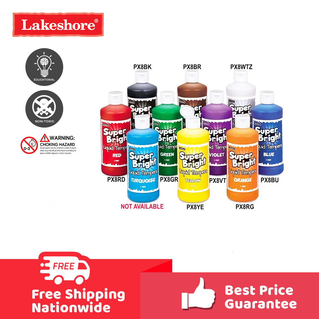 Lakeshore Superbright Liquid Tempera Paint - Pint - Set of 10 Colors