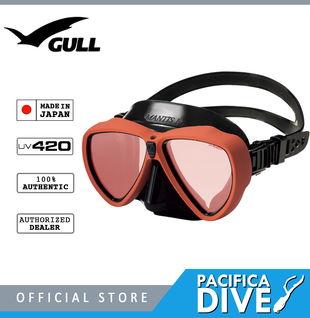 GULL MANTIS LV BLACK SILICONE MASK-MTG METAL - Diving Adventure