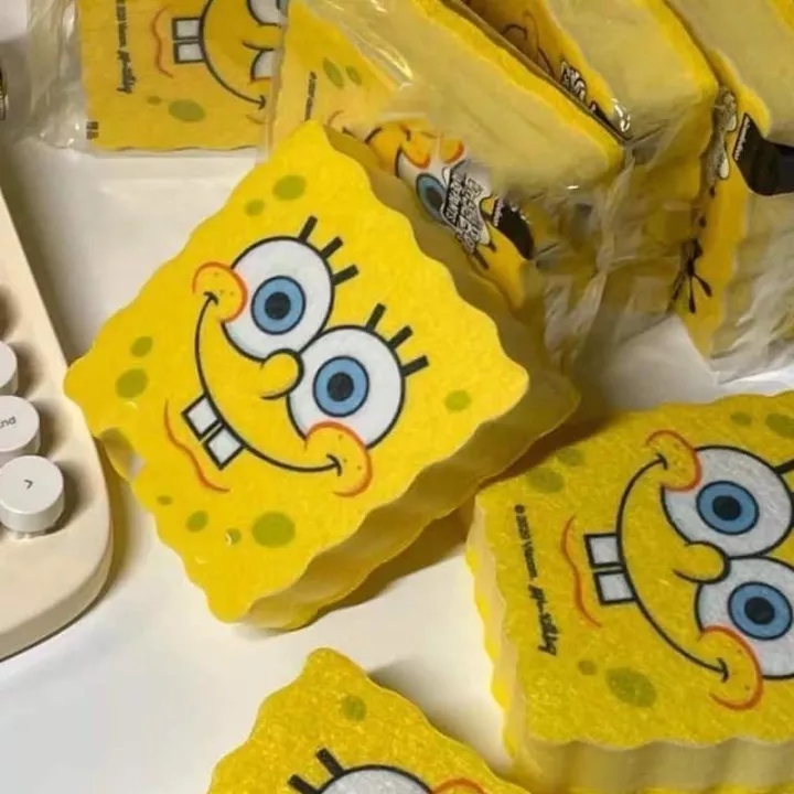 Spongebob Dishwashing Sponge Strong Foaming Cleaning Dish for Kitchen
