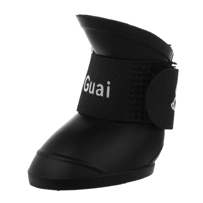 Black M, Pet Shoes Booties Rubber Dog Waterproof Rain Boots