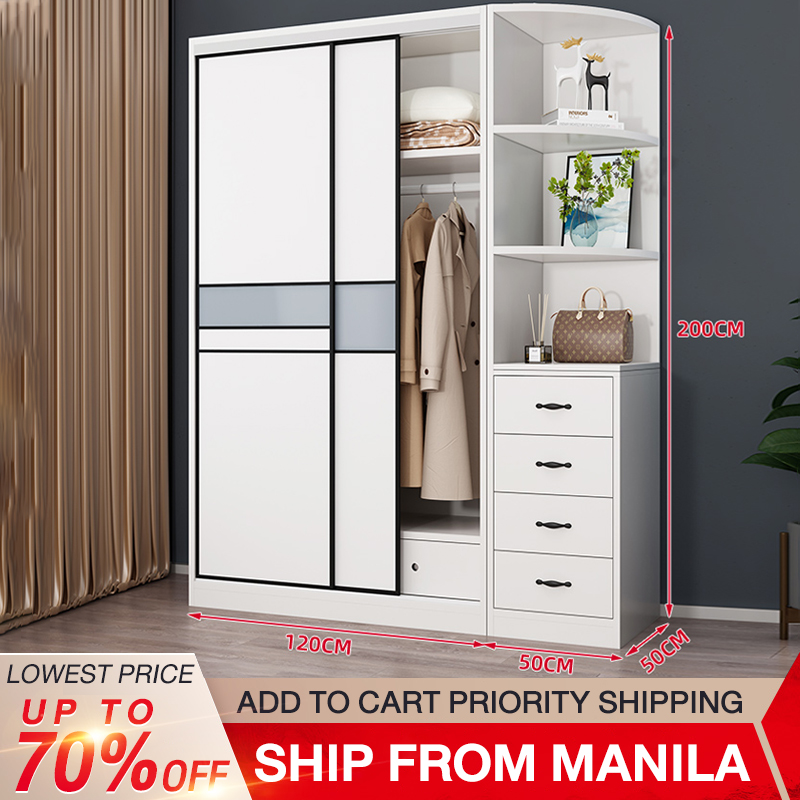 IKER Sliding door solid wood wardrobe with corner large locker