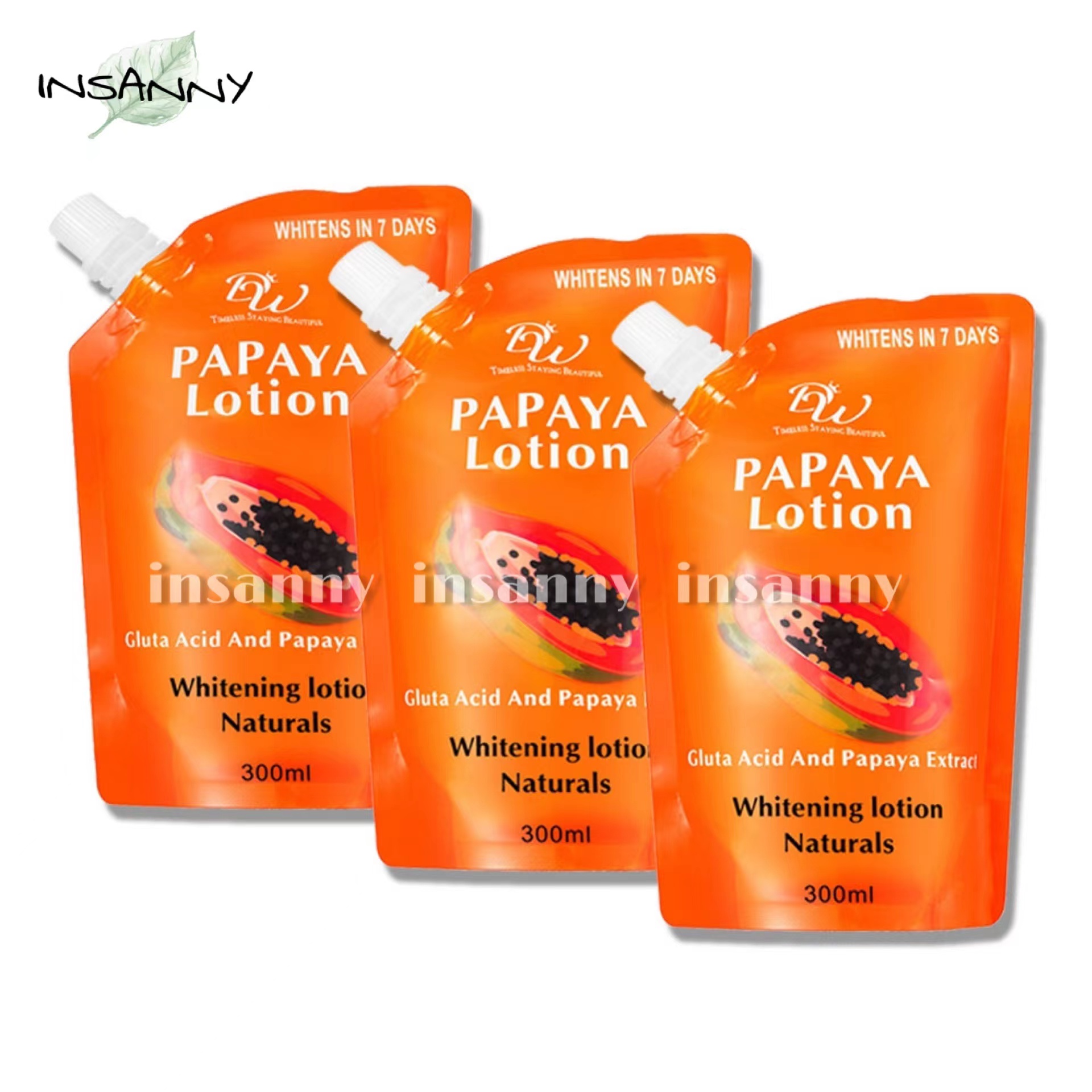 ( SET OF 3 ) DW Papaya Lotion W/ Gluta Acid And Papaya Extract 300ml