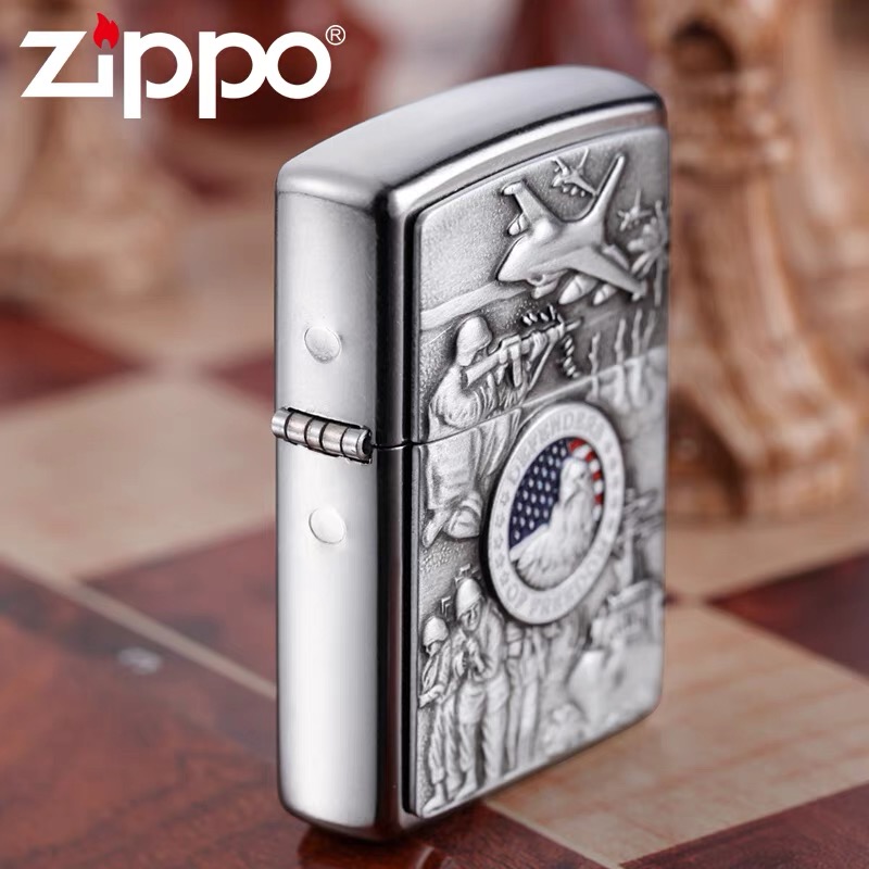 Zippo Joined Forces Emblem Design Street Chrome Lighter Zippo 24457（ Lighter Without Fuel