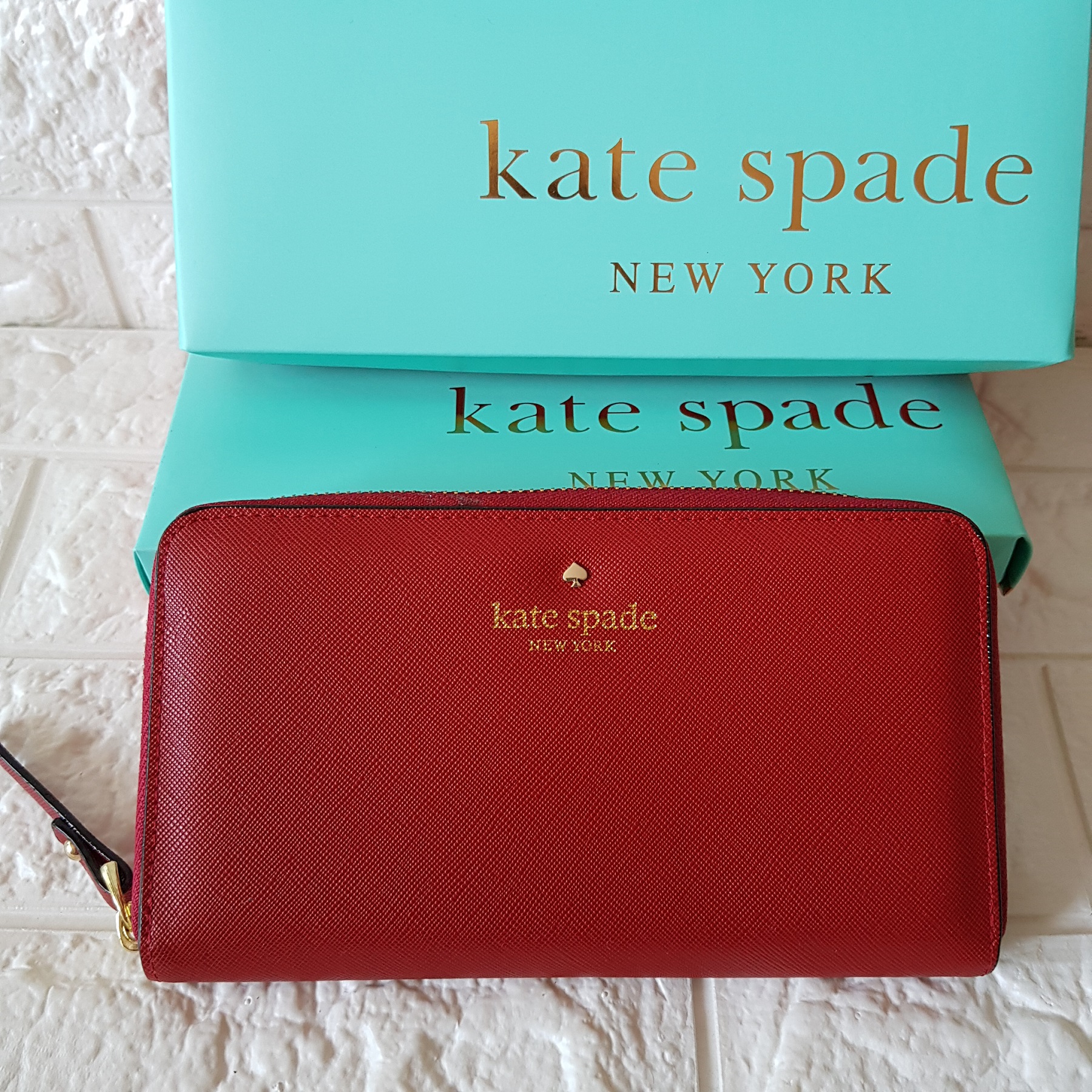 Kate Spade Classic Leather Zip Around Wallet - Red Cedar Street Stacey Long  Wallet | Lazada PH