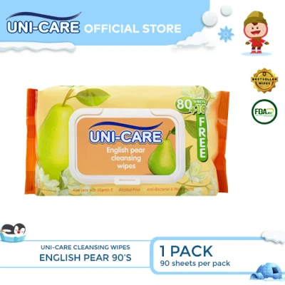 Uni-care English Pear Cleansing Wipes 90's Pack of 1