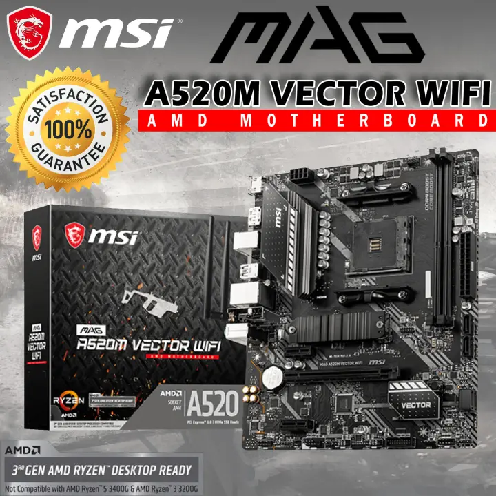 Msi Mag A5m Vector Wifi Amd Socket Am4 Amd A5 Chipset Support 3rd Gen Amd Ryzen