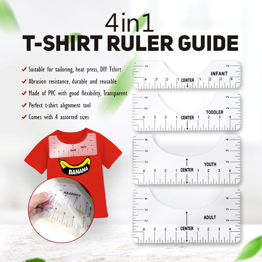 Printleaf - 4in1 T-shirt Ruler Guide Centering Design Placement Tool for  Infant, Toddler, Youth and Adult
