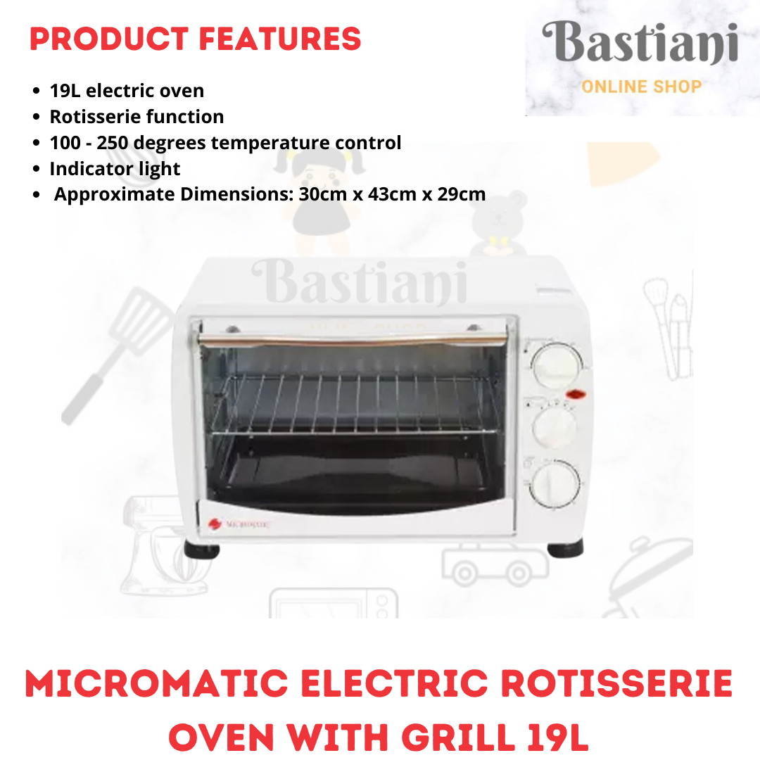 Micromatic Electric Rotisserie Oven with Grill 19L Lazada PH