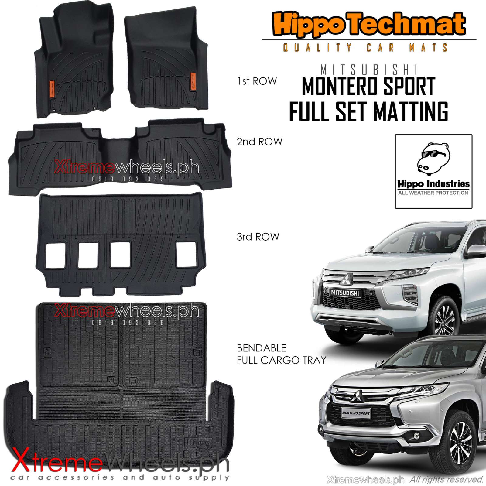 Mitsubishi Montero Sport 20162023 1st3rd row + Full cargo tray Hippo