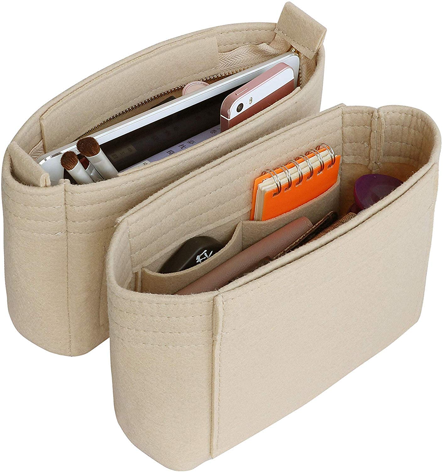 OAikor Felt Purse Organizer Insert for Tote,Bag Organizer Insert with  Zippers,Handbag Organizer Fit for LV Nice Mini.（Beige-Felt - Yahoo Shopping