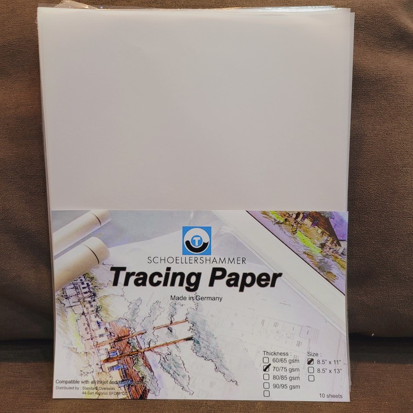 Tracing Paper (Schoellershammer) 70/75 GSM 8.5 x 11 10 Sheets tracing paper  sheets