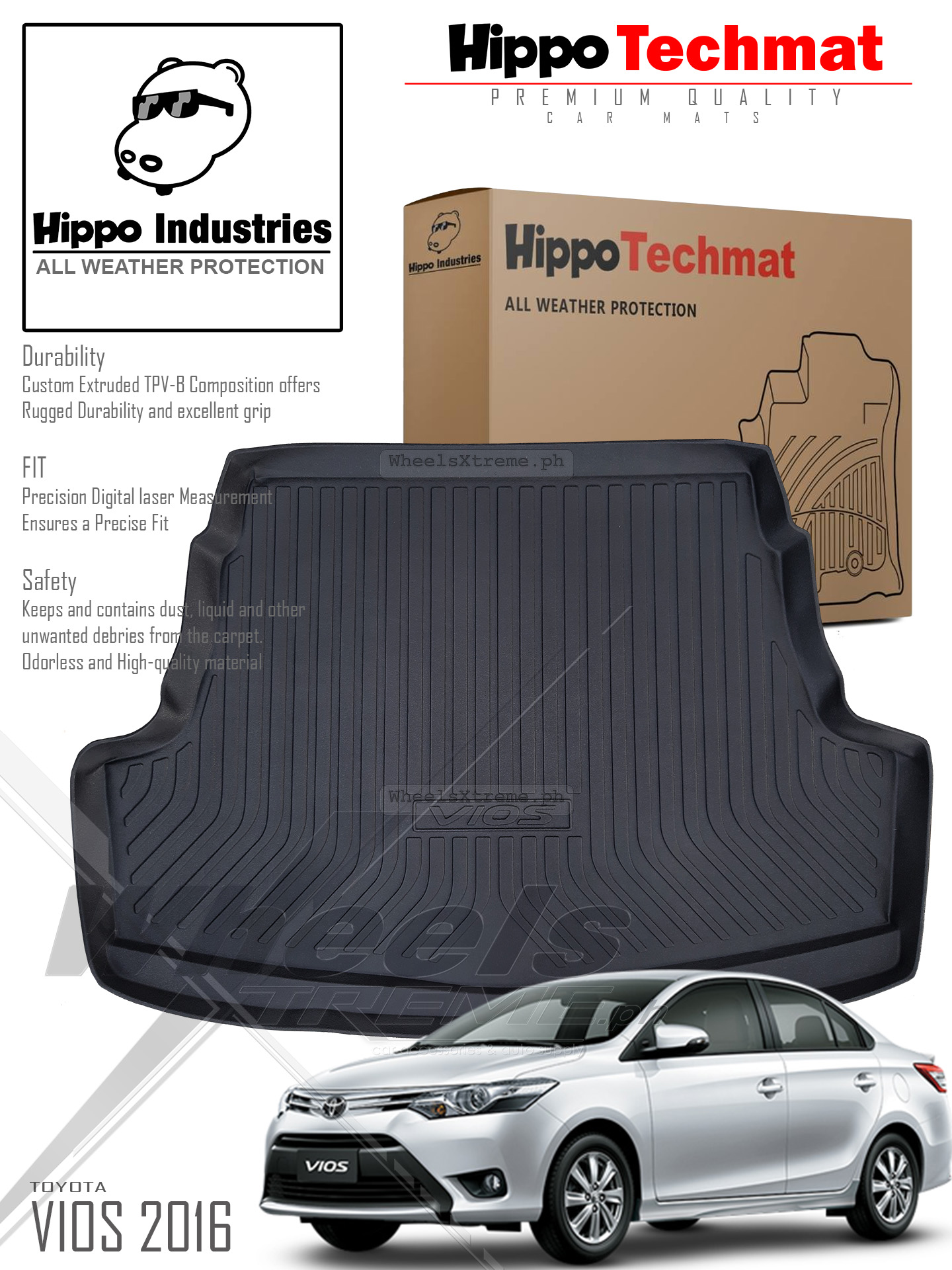 Hippo Techmat cargo tray (matting) for Toyota VIOS 2016 and up ( Vios