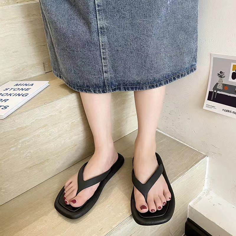 New Japanese women's squared toe flip flops flat slippers #779 | Lazada PH