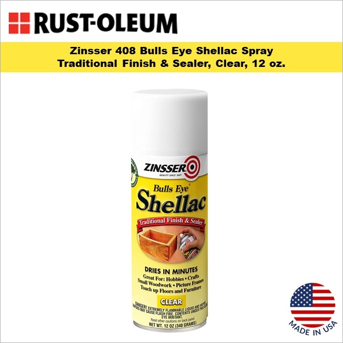 Rust-Oleum Zinsser 408 Bulls Eye Shellac Spray, Clear, 12 oz.