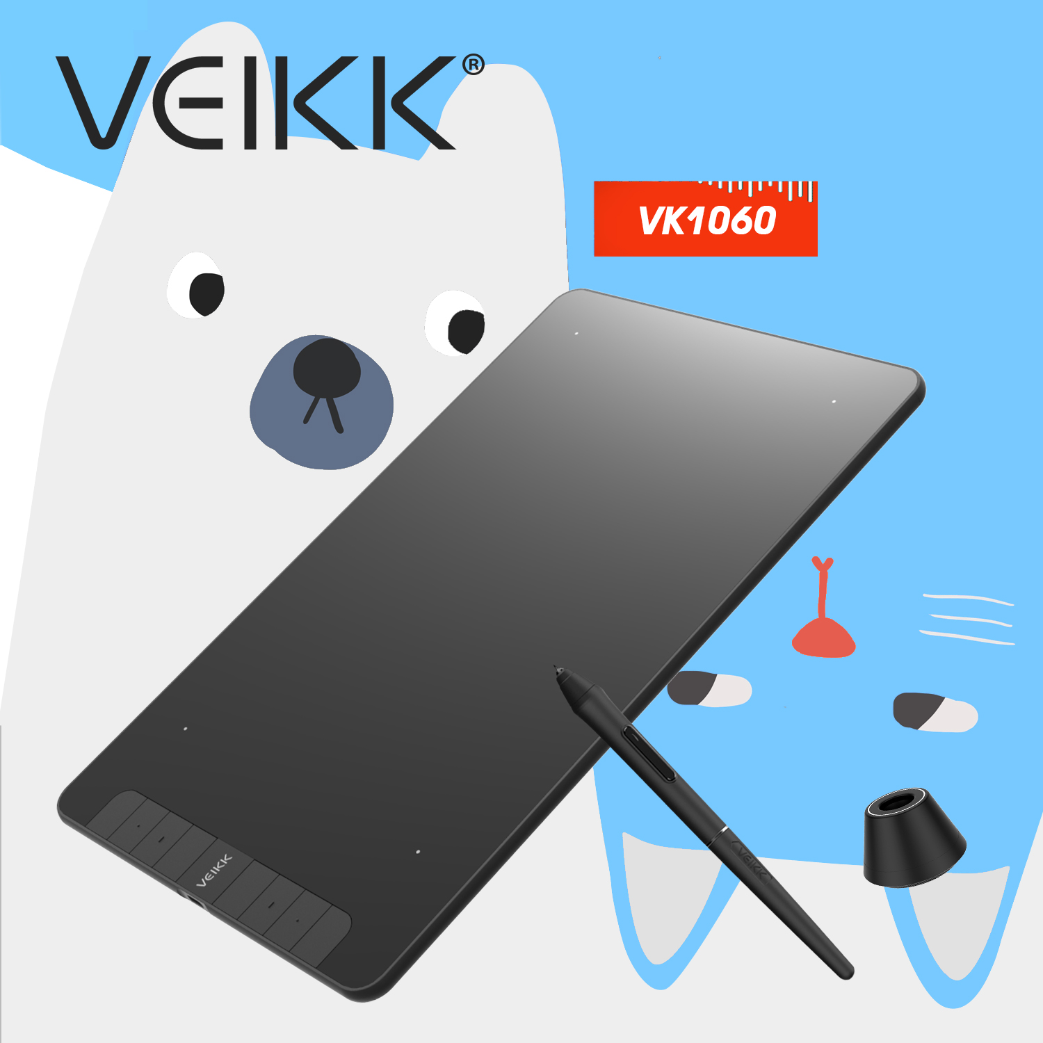 VEIKK VK1060 10x6 inch Graphic Tablet Digital Drawing Pad Digital Art