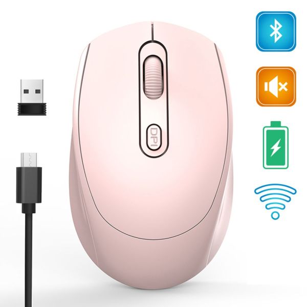 CONGMING Home Office Chế độ kép Có thể sạc lại Im lặng Bluetooth Chuột không dây 2.4G Chuột chơi game