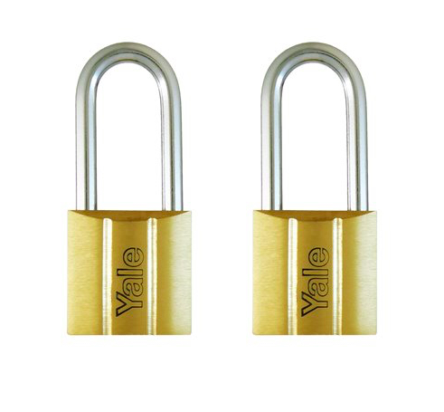 Yale 140 Series 2 pcs. Keyed-Alike Long Shackle Brass Padlock 30mm ...