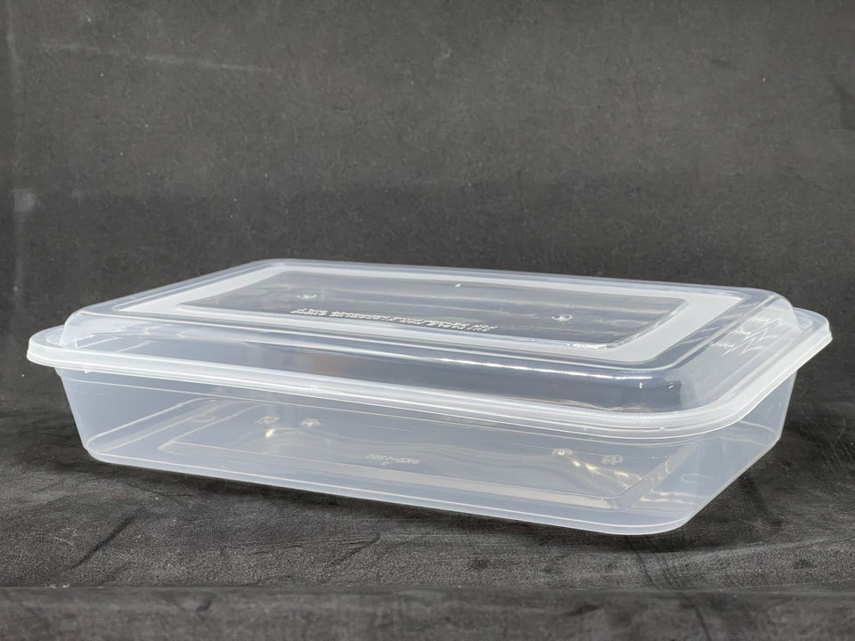 1000ml Clear Rectangle Microwavable Container with Lid 300pcs per Cart –  Dragonfly Packaging