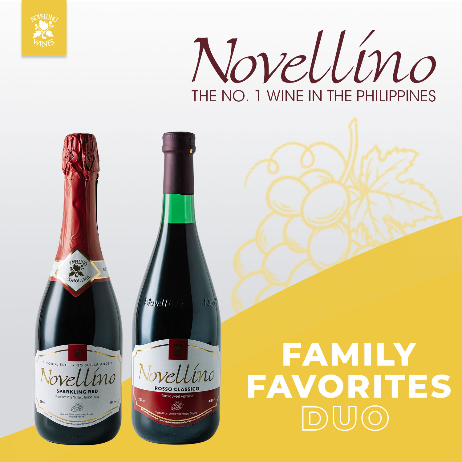 Novellino Family Favorites Duo Sparkling Red and Rosso Classico Red