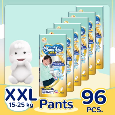 [DIAPER SALE] MamyPoko Extra Dry Pants Unisex XXL (15-25 kg) - 16 pcs x 6 packs (96 pcs) - Diaper Pants