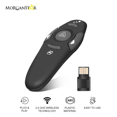 MorganStar 2.4GHz Wireless Presenter Remote Presentation USB Control Power Point Clicker (Black)